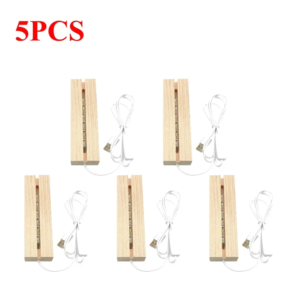 1-10 Stuks Led Hout Licht Display Kristal Houten Verlichte Basis Acryl Lichtplaat Basis Usb Houten Basis Voor Hars Art Licht Licht