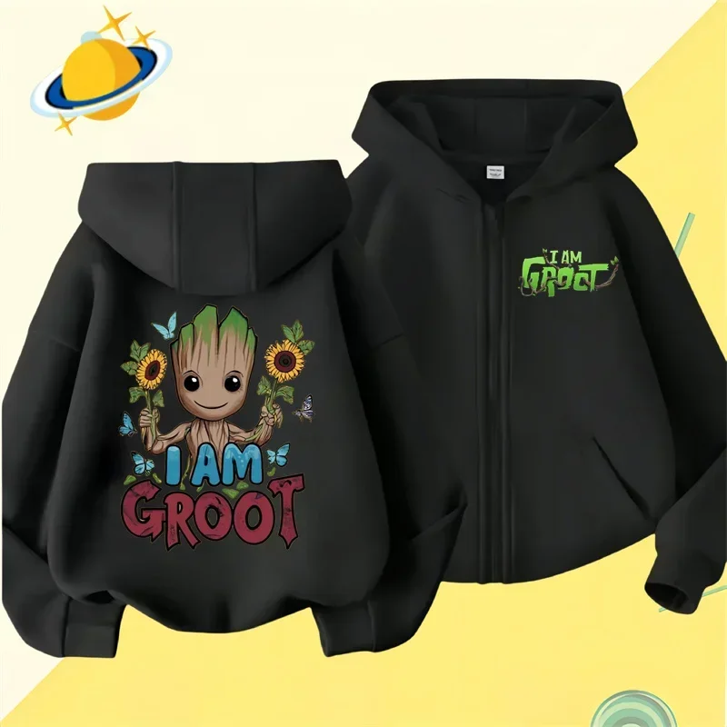 Gru Kids Zipper Hoodie Guardians of the Galaxy Cartoon Print Autumn Winter long-sleeved sweatshirt casual top for boys and girls