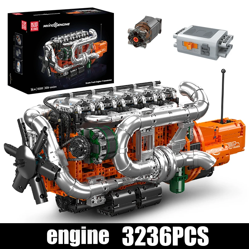 Mould King 10200 Technische Auto Motor Speelgoed De Gemotoriseerde Zware Truck Motor Transmissie Bouwblok Kinderen Kerstcadeau