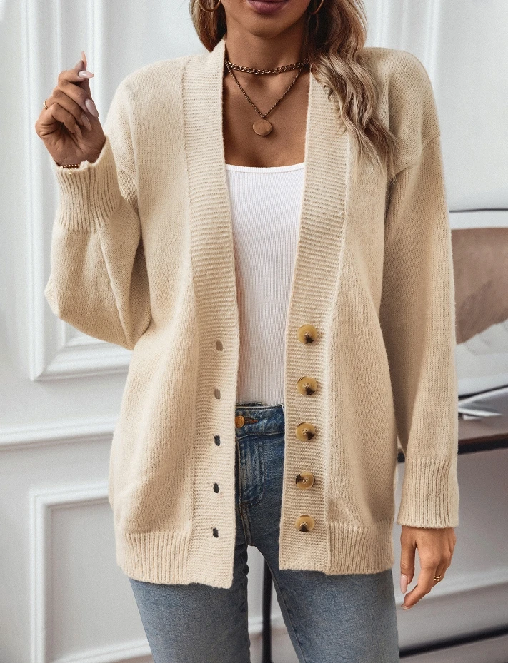 

Women's Casual Single Breasted Sweater Coat Temperament Commuting Female Clothing Women Fashion Long Sleeve Loose Thick Cardigan