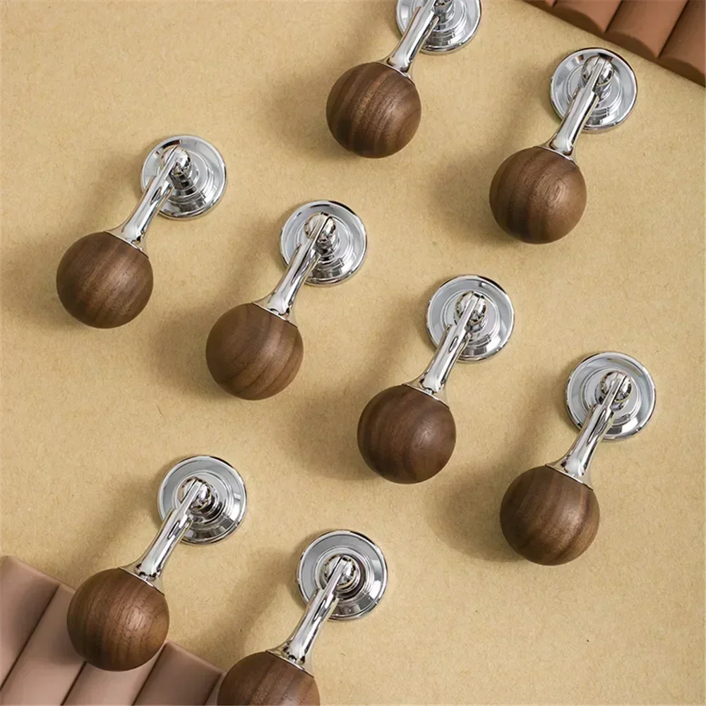 Vintage - Style Walnut Handle, Silver Brass Chrome - Plated Furniture Handles for Cabinets and Wardrobes