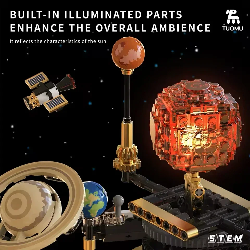 NEW 1098pcs Technical Solar System LED Light Creativity Space Building Blocks Model Science Education Bricks Toy Kid Gift Set