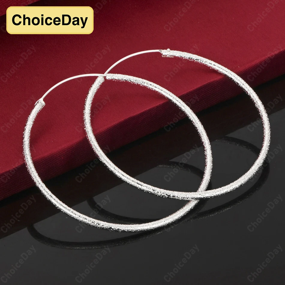 

ChoiceDay стерлингового серебра 925 пробы 50/60 мм матовые круглые серьги женские вечерние ювелирные аксессуары подарки