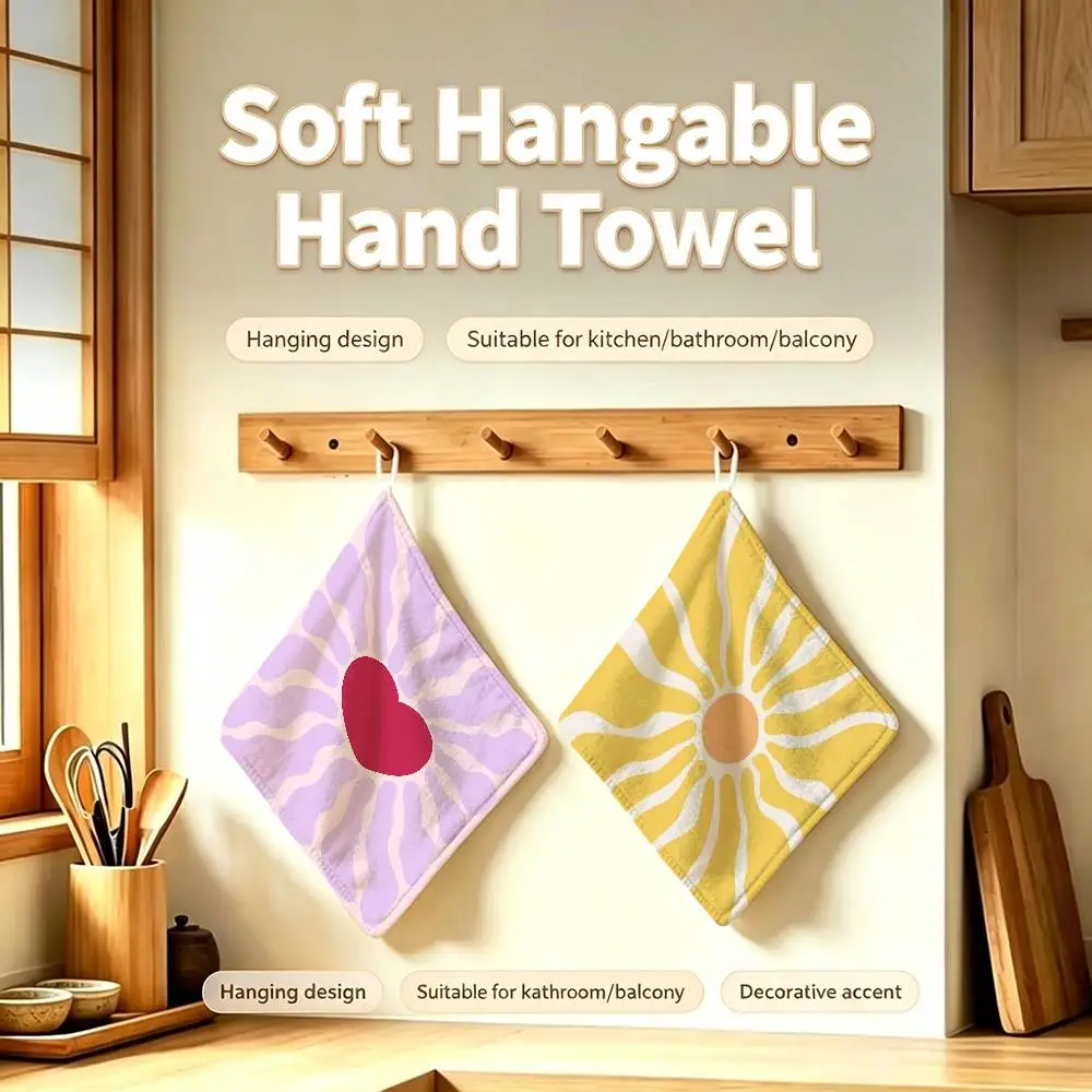 Art Abstract geometric Polyester Cotton Hanging Kitchen Towel Skin Friendly Hand Wiping Towel For Hotel Cafe Household