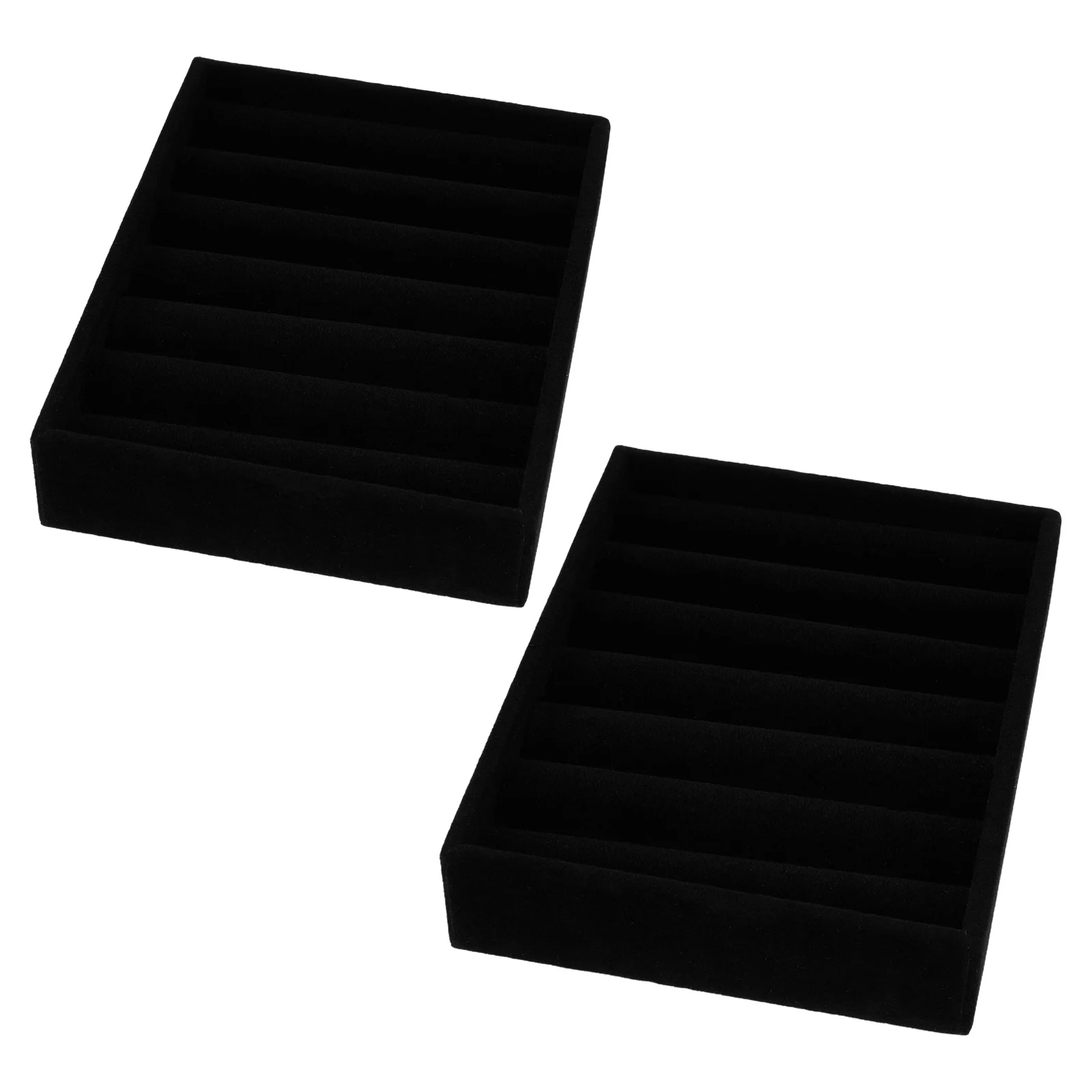 

2pcs Ring Holder Tray Jewelry Organizer Interior Portable Ring Display Stand For Travel Earring Storage Trinket Dish Black