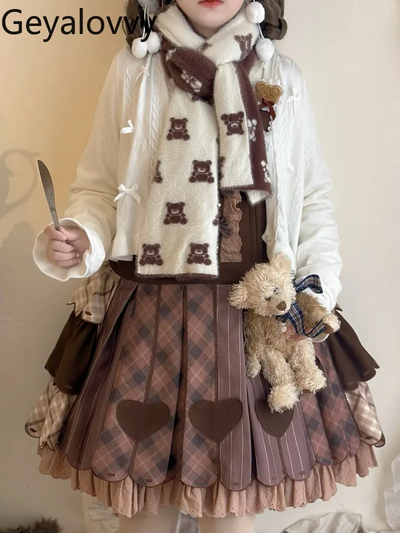 

Japanese Style Plush Cartoon Print Scarf Warm Sweet Girl Versatile Autumn Winter Lolita Original Design Versatile Scarves