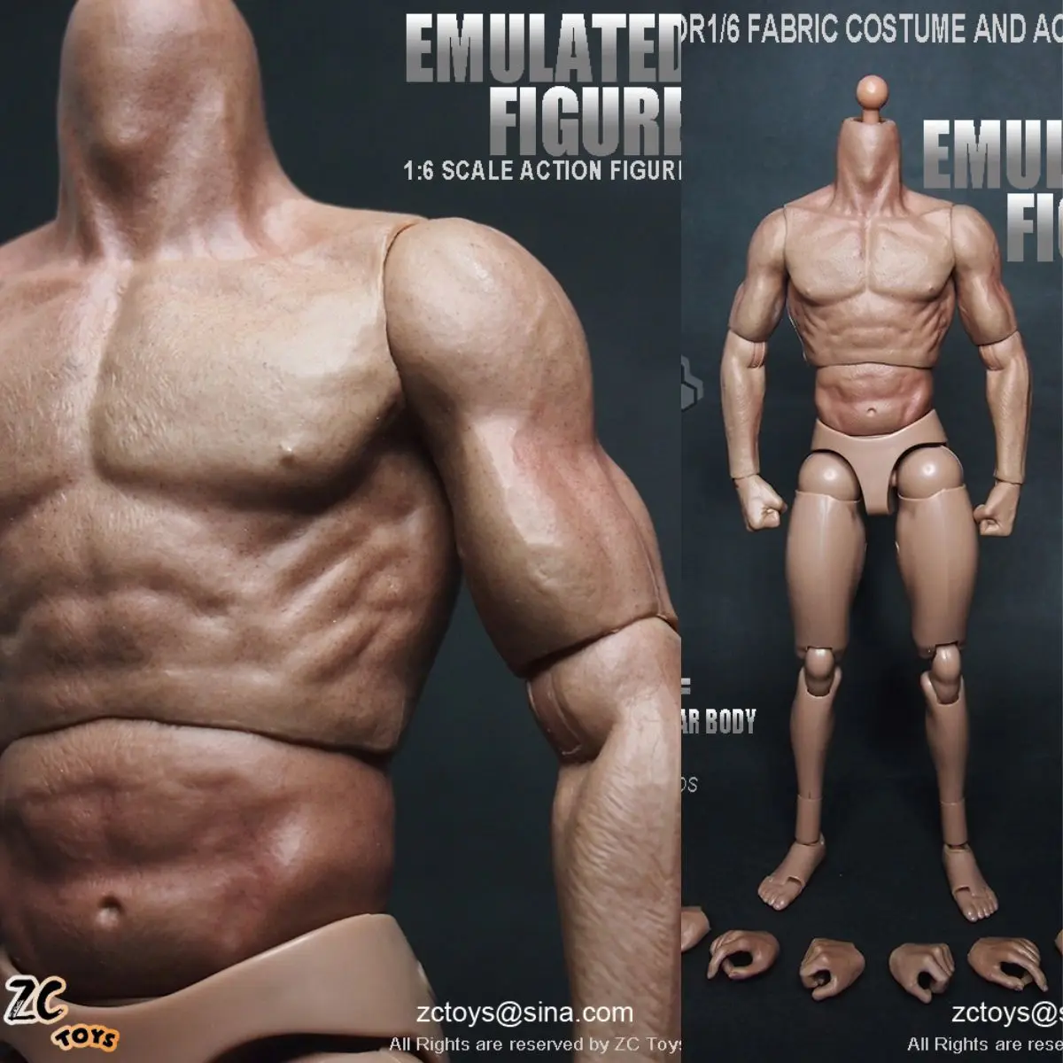 ZCtoys-Action Figure Boneca Brinquedos, Modelo Muscular Masculino Corpo, 12 ", S001, 1:6