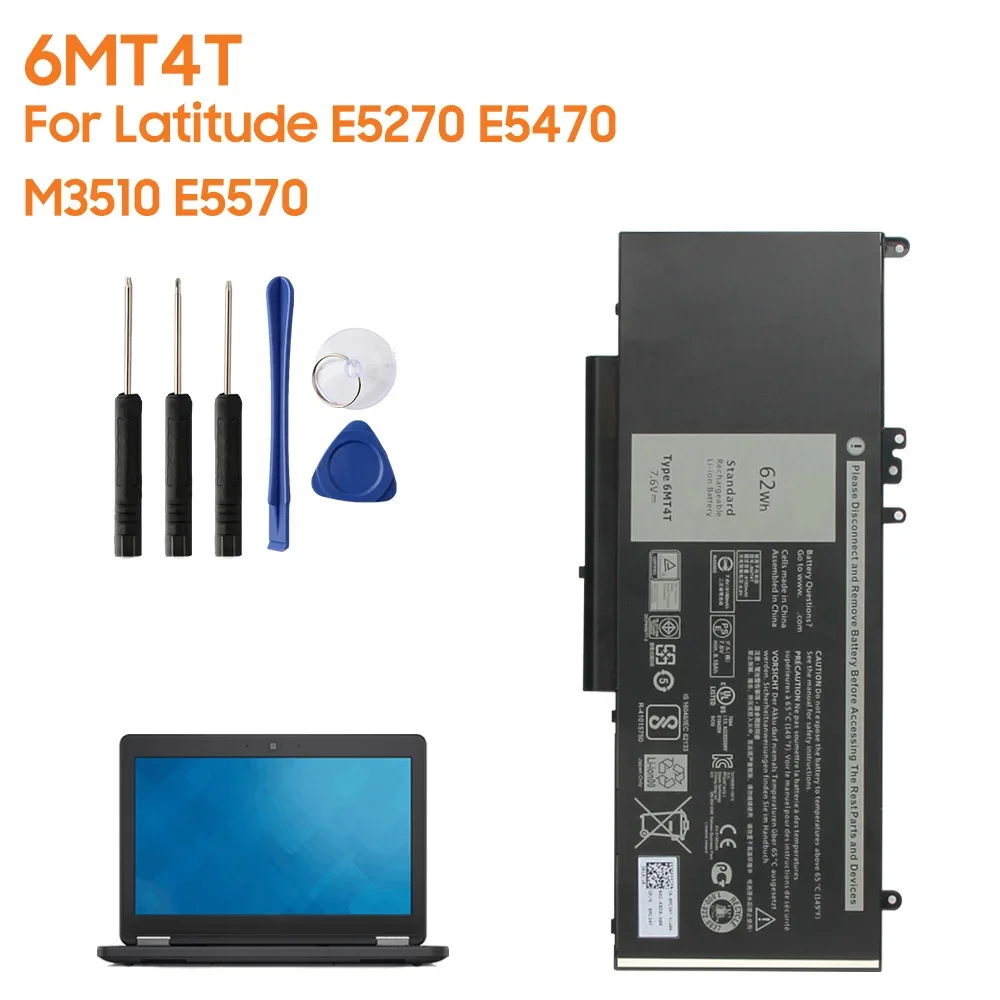 Replacement Battery 6MT4T For Dell Latitude E5270 E5470 E5570 M3510 Rechargeable Battery 8180mAh