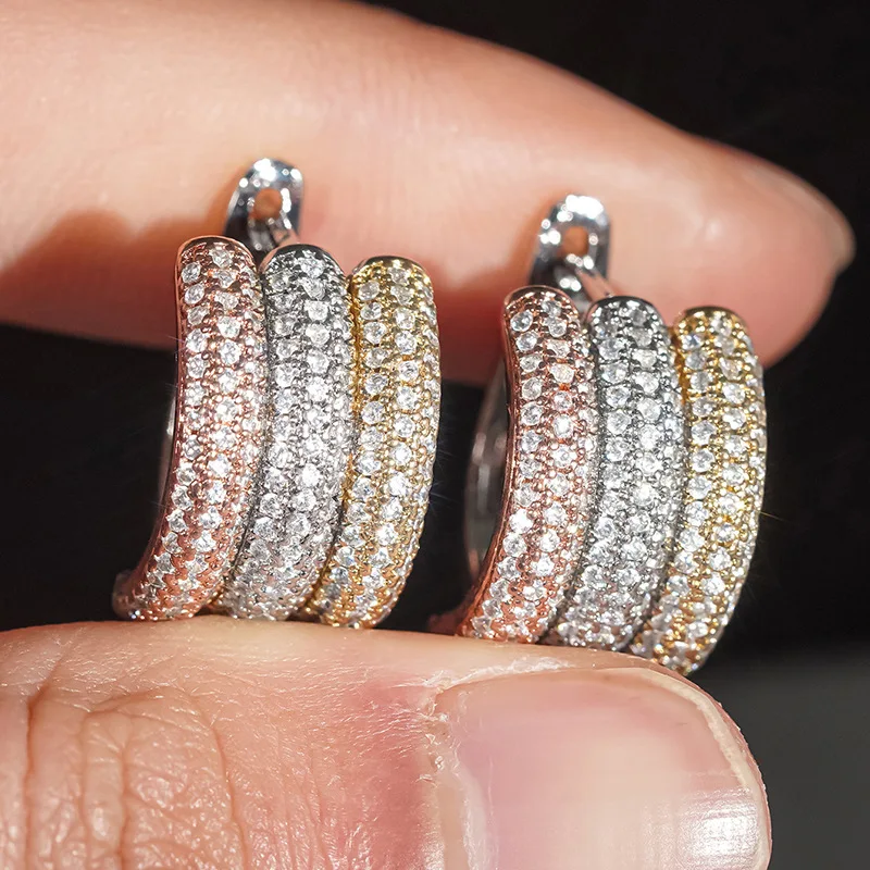 Valuable Lab Diamond Hoop Earring Party Wedding Earrings for Women Bridal Engagement Jewelry Gift