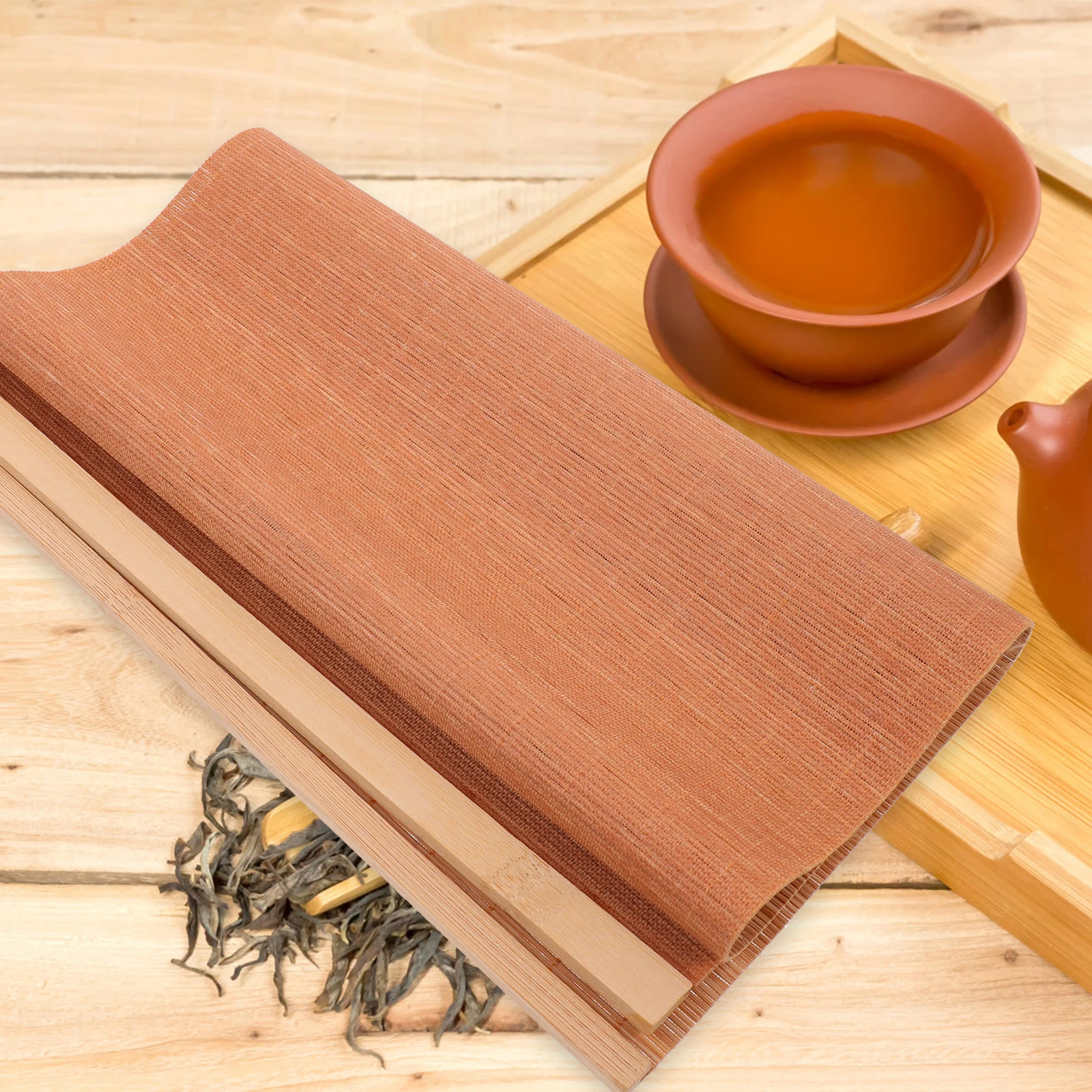 

Bamboo Tea Mat Anti scald Decorative Cushion Table Runner Placemat Sturdy Easy Clean Store Use Tea Table
