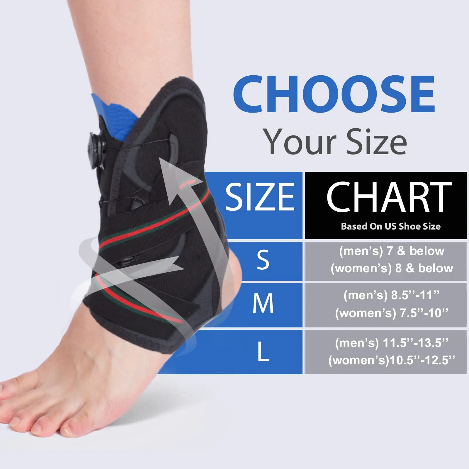 Ankle Brace Guard, Wearable In Shoes Lace Up Ankle Support, Adjustable Ankle Stabilizer for Foot Fracture Pain Ankle Joint Brace