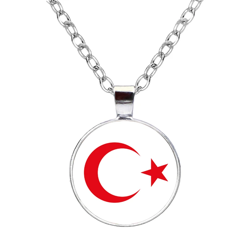 FIMAODZ Map Flag Necklace Turkey Russia Slovakia Cyprus Saudi Arabia Israel Lebanon Emblem Glass Pendant Jewelry Souvenir Gifts