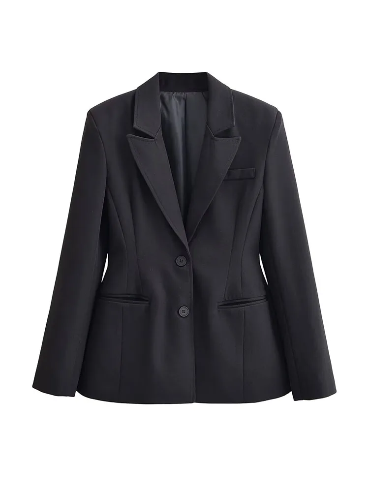 HH femme début du printemps mode manches longues revers mince Blazer + simple taille haute pantalon femme décontracté déplacements deux pièces ensemble