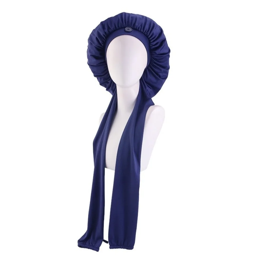 Silky Satin Satin Long Dreadlock Sleep Bonnet Adjustable Long Tail Drawstring Sleep Hair Cap Lightweight Bathing Hat Sleep Cap
