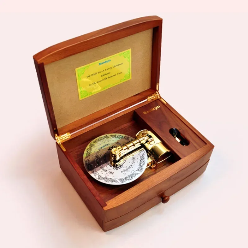 Wholesale Custom 22 Tone Nostalgia Electronic Turntable Music Box Retro Wooden Music Box for Adults Kids Decor for Home