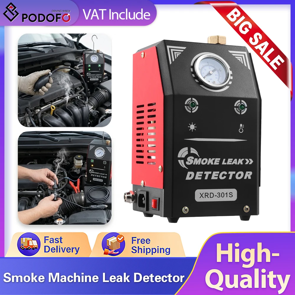 Détecteur de fuite de fumée automobile Podofo 12V, générateur de fumée pour tuyau EVAP, générateur de fumée d'huile, machine à fumée automobile, détecteur de fuite