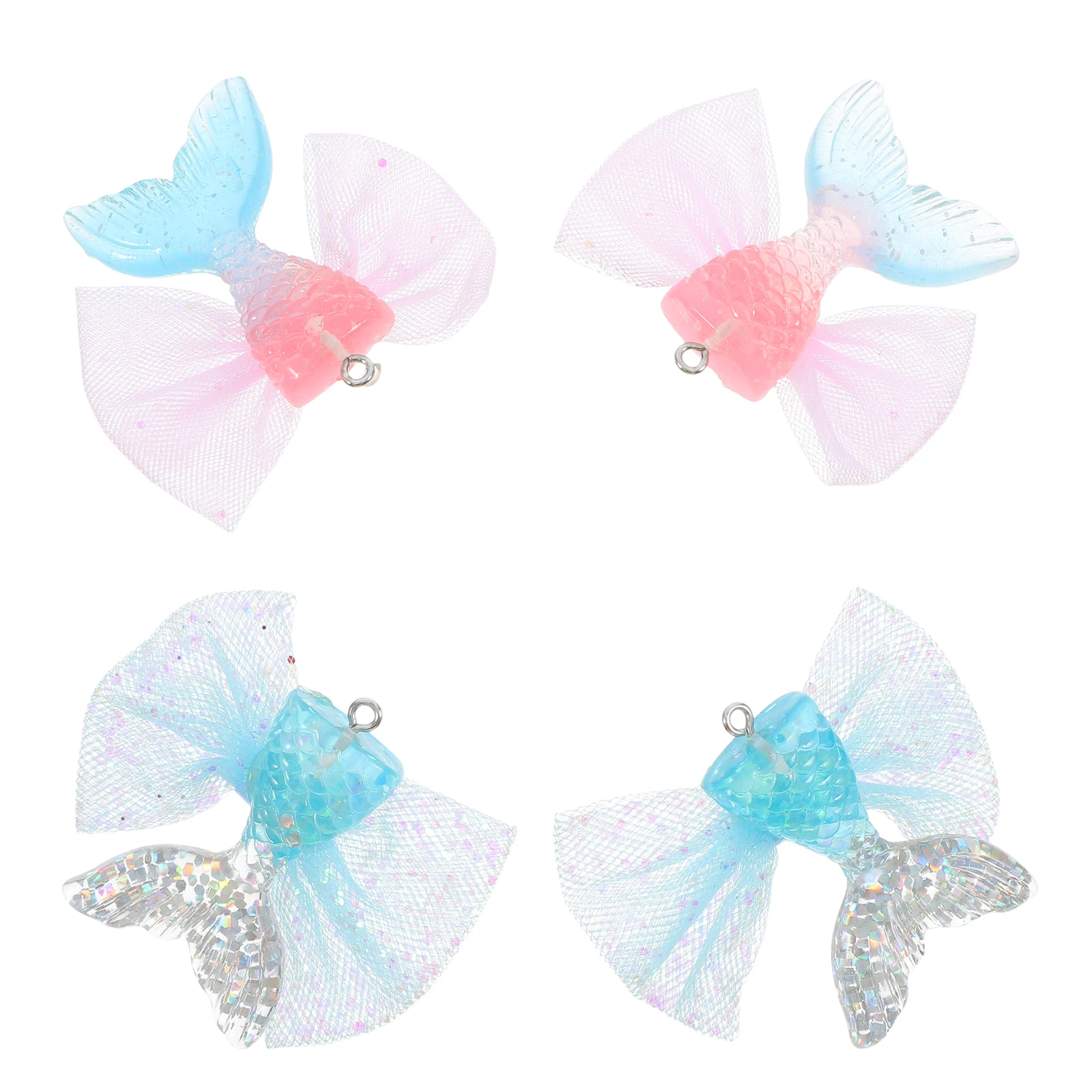 

4 Pcs Mermaid Beaded Accessories Diy Earring Charms Necklace Hanging Beach Themed Plastic Craft Supplies Pendants Jewelry