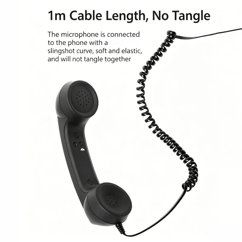 Retro Mobile Phone Handset Headphone Type-C Tangle Free Wire Landline Handle Receiver Telephone Style Handheld Phone Receiver