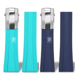 For Breitling Watch Avengers Soft Rubber Strap B01 A17376211 New Super Ocean Watch Band Folding Buckle Wristband 22x18mm