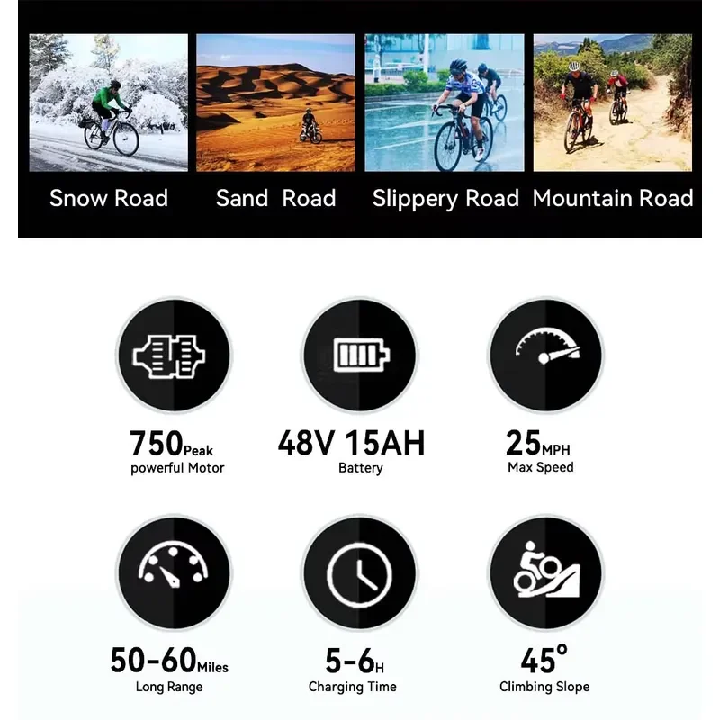 STROVAN X5 250W 48V 15AH Lithium Dual Disc Brake Electric Mountain Bike Carbon Steel Frame High Speed Waterproof Fat Bike for