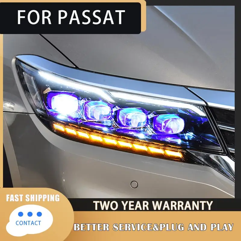 Car Styling For VW Passat headlight 2019 New America passat head lamp LED DRL High Low beam Double lens dynamic turning