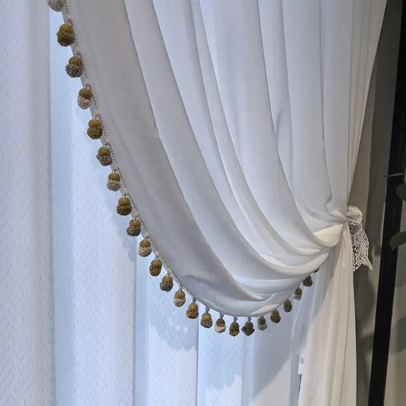 

Warm Impermeable Veil Curtains for Living Dining Room Bedroom Floor Windows Chiffon Luxury Villa Blackout Customize