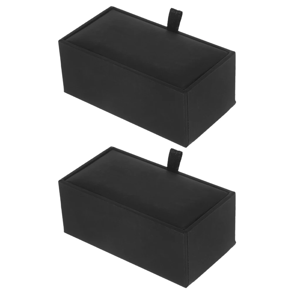 

2Pcs PU Cufflinks Box for Storage Travel Jewelry Case Gift Wrapping Small Empty Boxes Sleeve Button