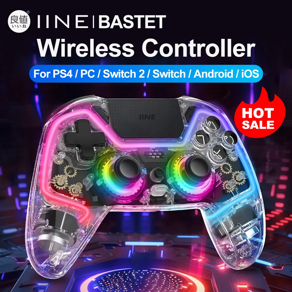 iine-ワイヤレスコントローラー-ps4-pc用ゲームパッド-nintendo-switch-2-1-android-ios-windows対応-タッチパッド-ホール効果ジョイスティック-コントロール