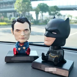 11cm The Avengers Superman Car Doll Shaking Head Auto Interior Kawaii Tabletop Ornament Bobble Head Kids Toys Child Gift