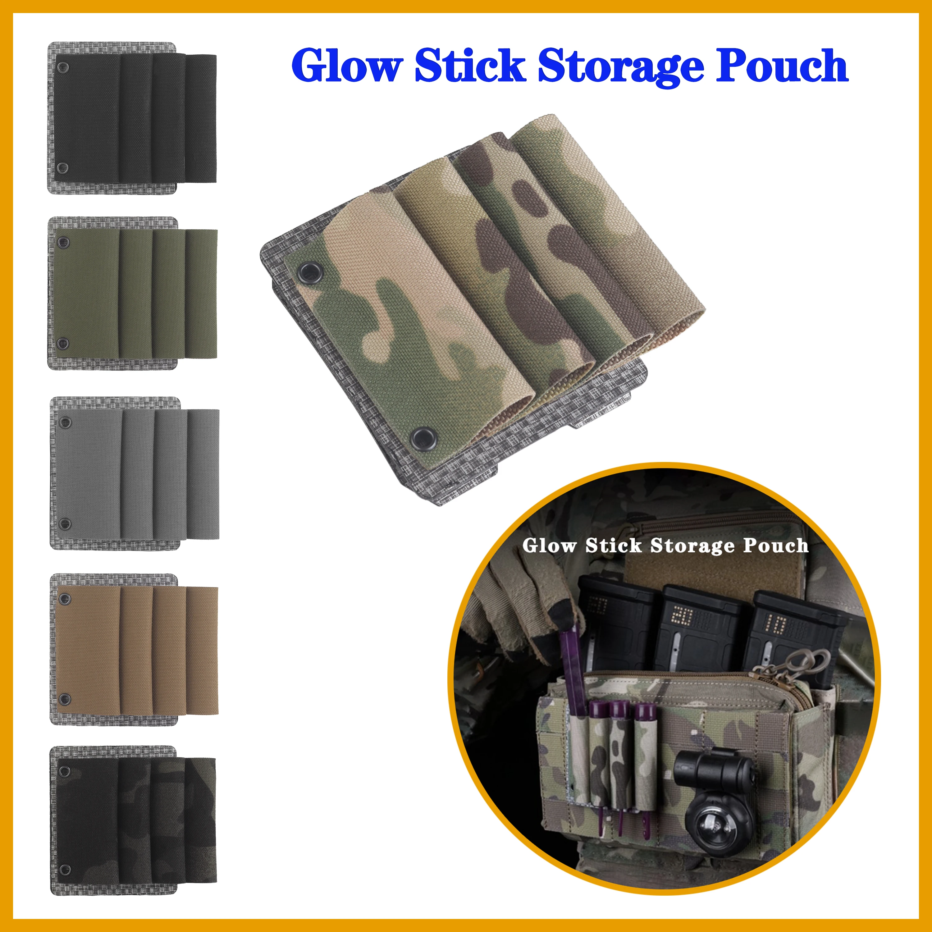 Glow Stick Manga de armazenamento para caça e tiro, Acessórios de equipamentos táticos, Molle Mount, Tactical Chest Rigs, Tactical Sub Pouches