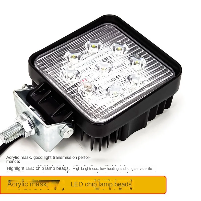 9 Beads Square Bright Forklift Led Headlight 12-60V round Anti-Vibration Modified Spotlight 4-Inch Waterproof Work Light