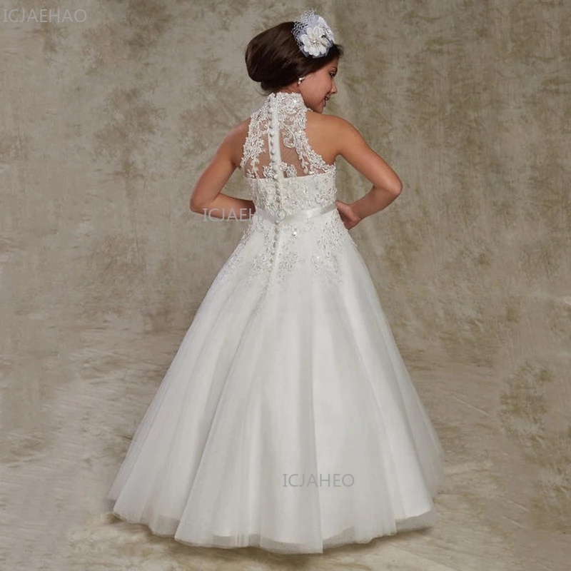Kids Wedding Dress Children Girls Birthday Lace Flower Girl Puffy Princess Long Gown Formal Party Celebration Evening Dresses