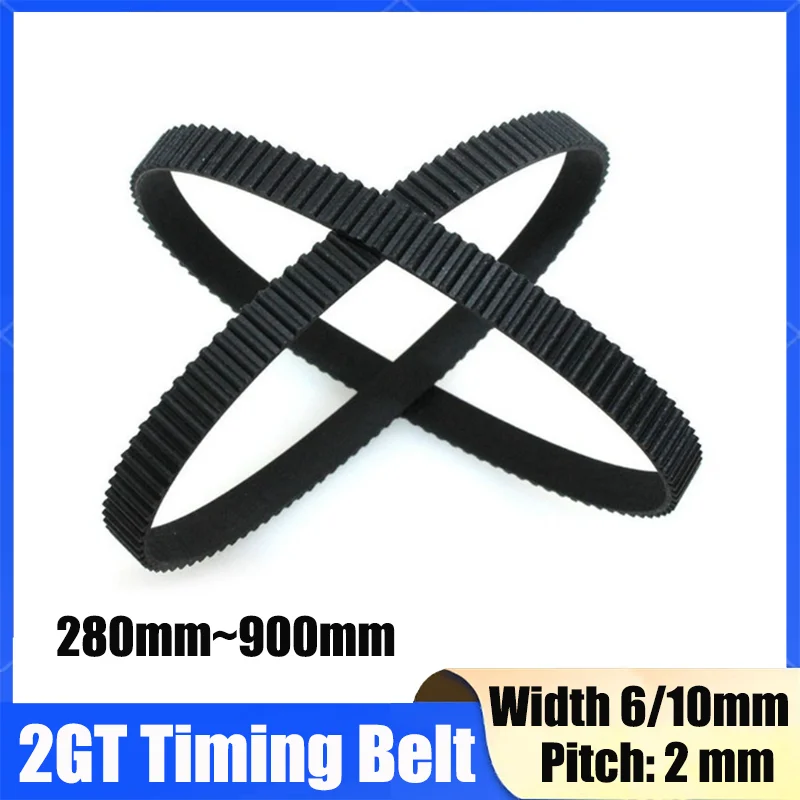 1/3Pcs GT2 Timing Belt 2GT Length 280mm-900mm Closed Loop Rubber Belt Width 6mm/10mm 2M Synchronous Belt For CNC,3D Printer