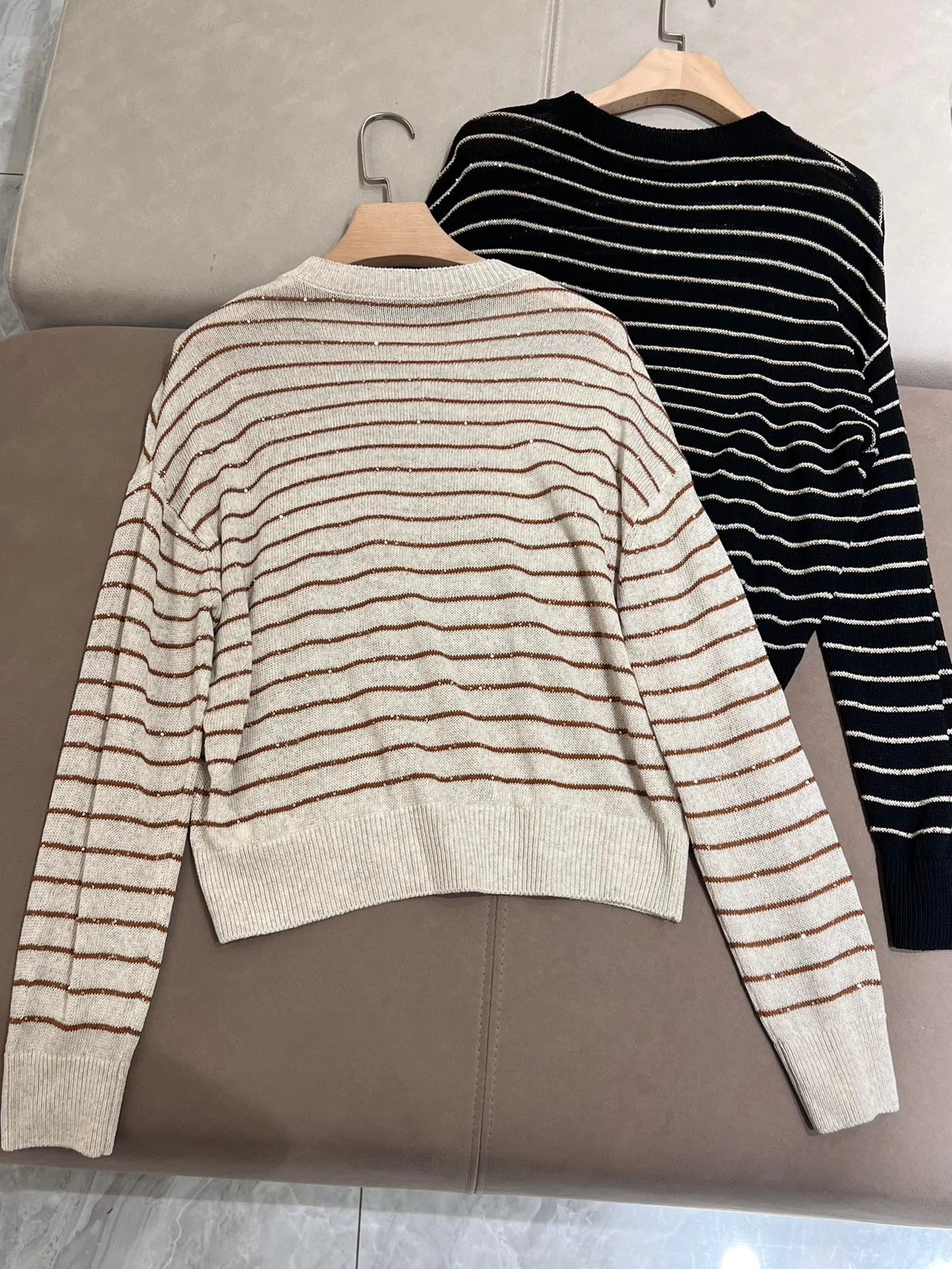 Primavera autunno B * C maglione da donna in lino di seta lavorato a maglia con paillettes Pullover Top femminile maglione a maniche lunghe abbigliamento donna