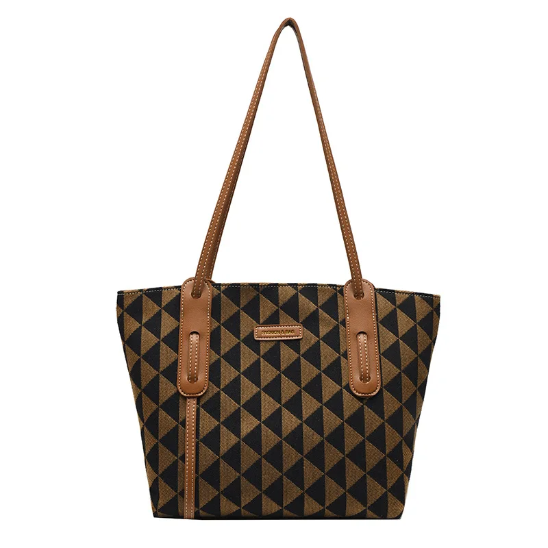 Women's 2023 New Retro High Quality Large Capacity Shoulder Fashion Diamond Pattern Tote Bag Handbags Sale With Free Shipping