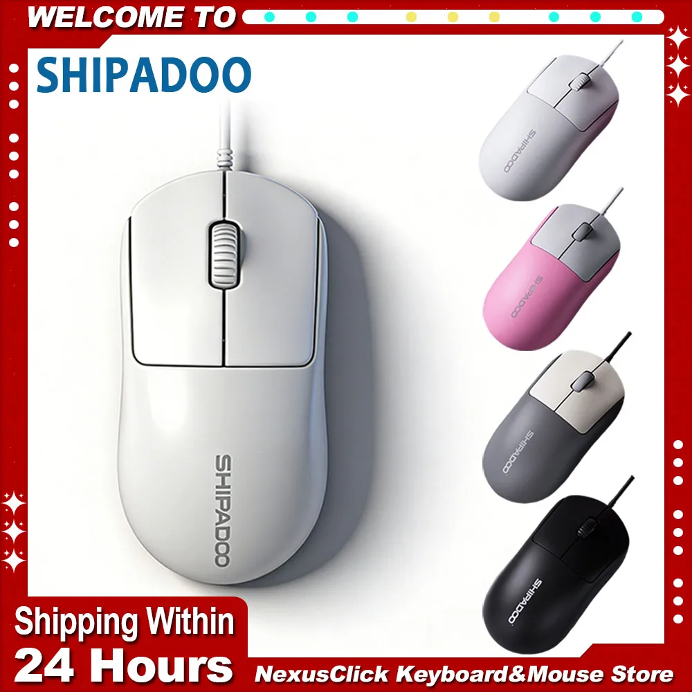 SHIPADOO S310 Wired Mouse Gaming Mouse 1600DPI Ergonomic Mice Optical Office Mice for Desktop Laptop PC Computer Mac OS Chrome