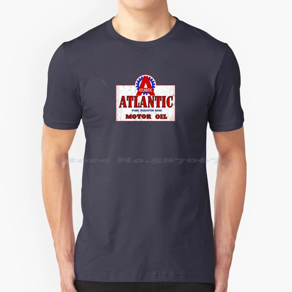 Atlantic Motor Oil T Shirt 100% Cotton Tee Petroliana Gasolene Gasoline Transportation Advertising Automotive Americana