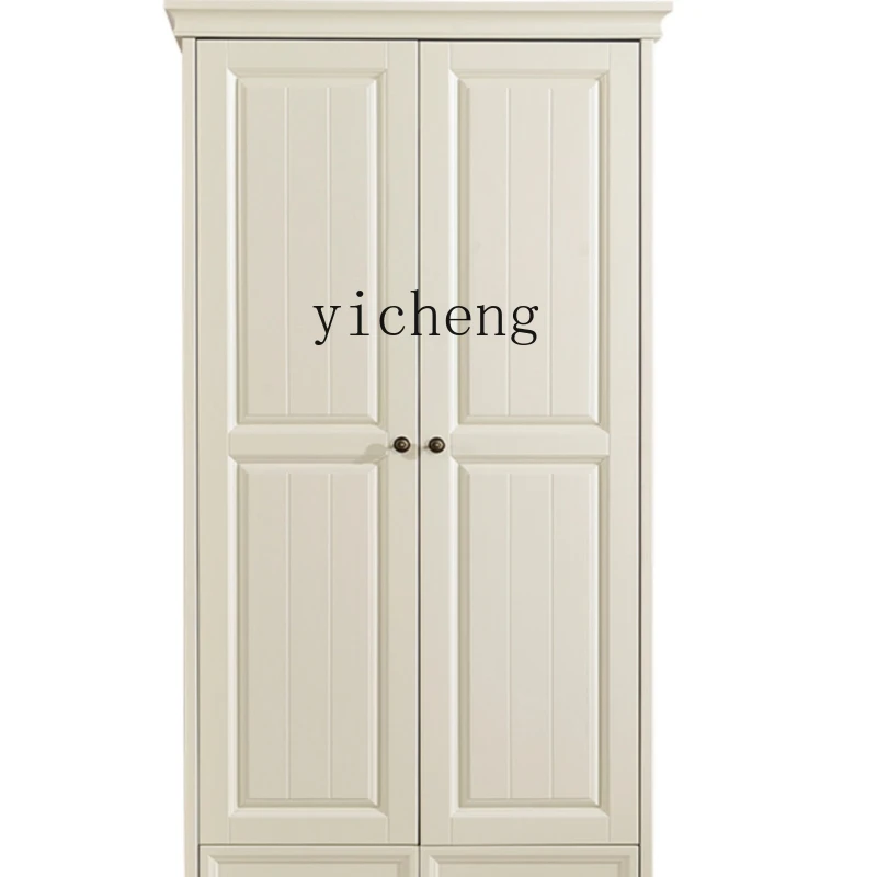 

ZK Children's Double-Door Closet Solid Wood Pastoral White Double Door Home Bedroom Furniture Small Apartment Wardrobe