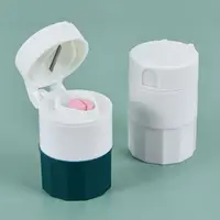 Mini trituradora de medicina 4 en 1, molinillo de medicina de gran capacidad a prueba de polvo, estuche de almacenamiento de pastillas, dispensador de pastillas sin esfuerzo para el hogar