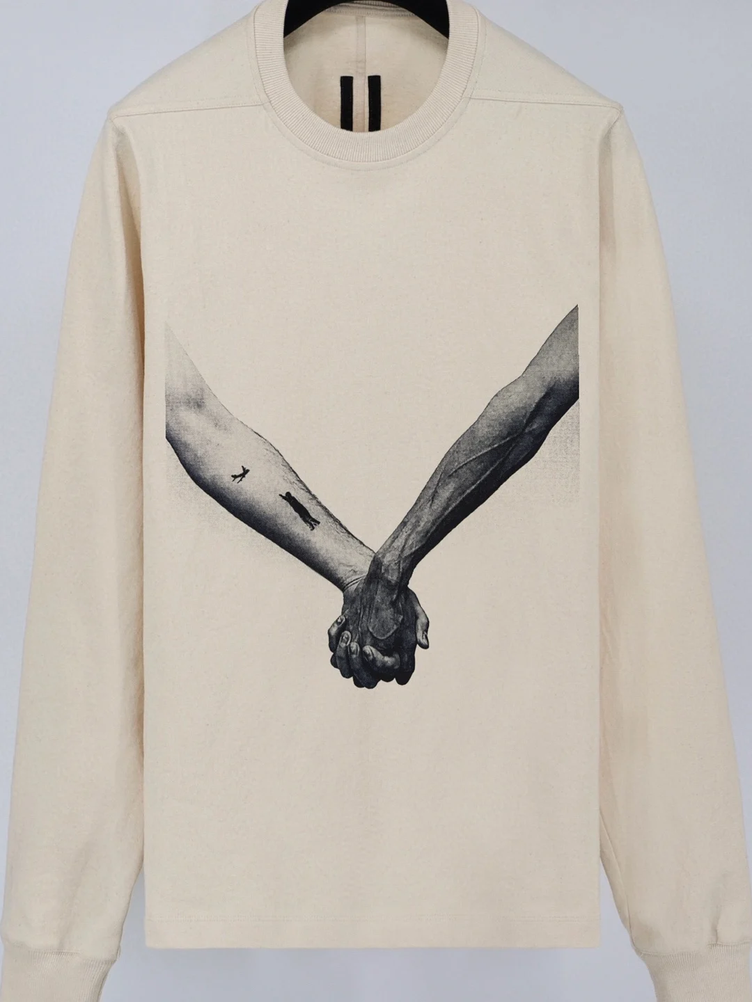 High Street Tees Tshirts Ro Style Dark Men's Handshake Printed Custom Fabric Long Sleeve Sweatshirts Tops T-shirt