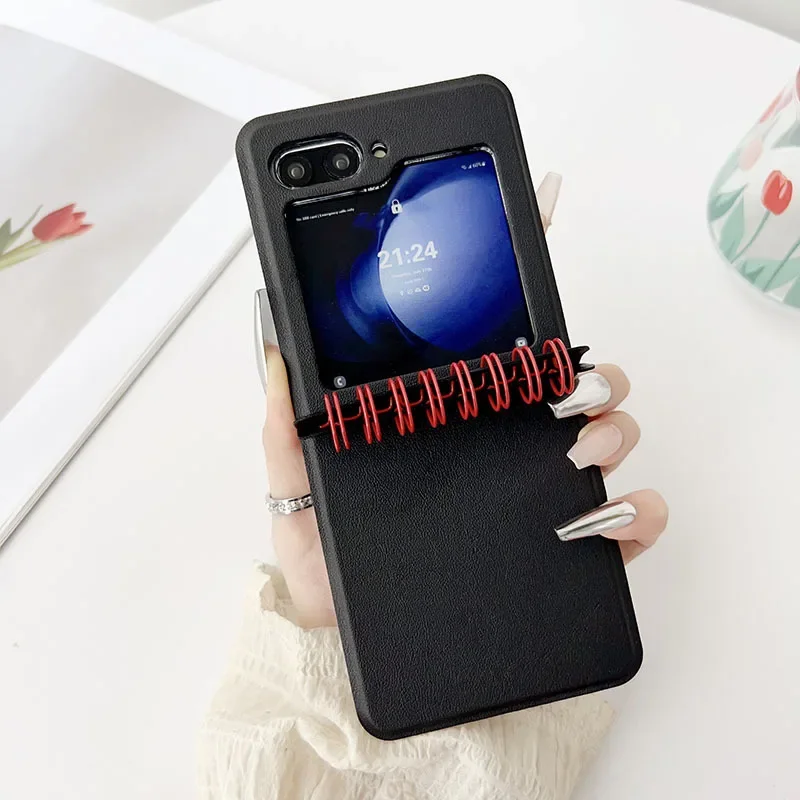 Spiral Notebook Style Phone Case For Samsung Galaxy Z Flip 6 Flip6 5G Hinge Protection Shockproof Mobile Phone Cover For ZFLIP6