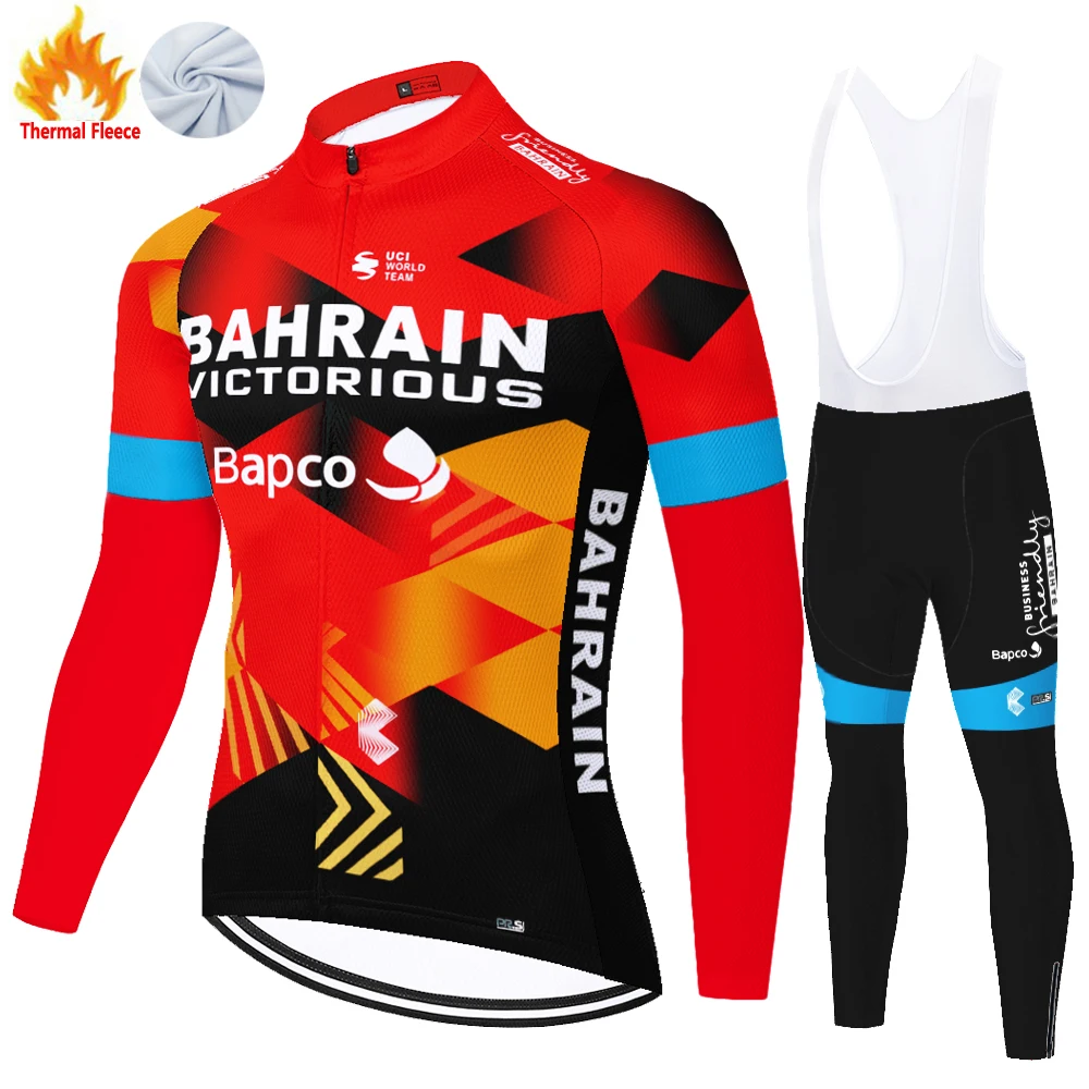 2024 proteam BAHRAIN cycling jersey Winter Fleece ropa ciclismo hombre fietskleding heren terno masculino completo bicicleta