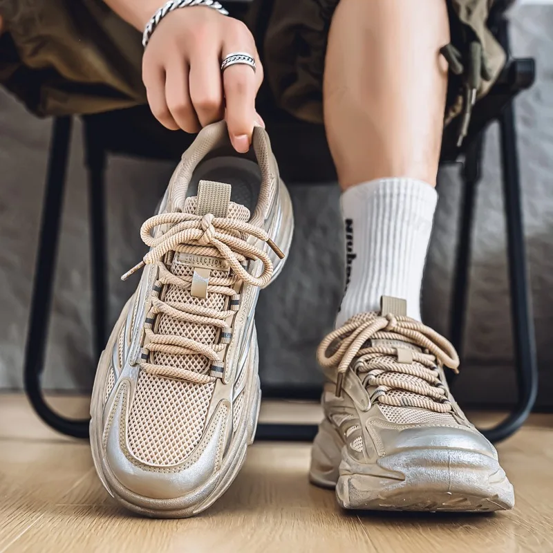 

Men's Niche Fashion Design Low Top Thick Sole Casual Shoes 2025 Autumn New Mesh Breathable Comfortable Versatile Chunky sneakers