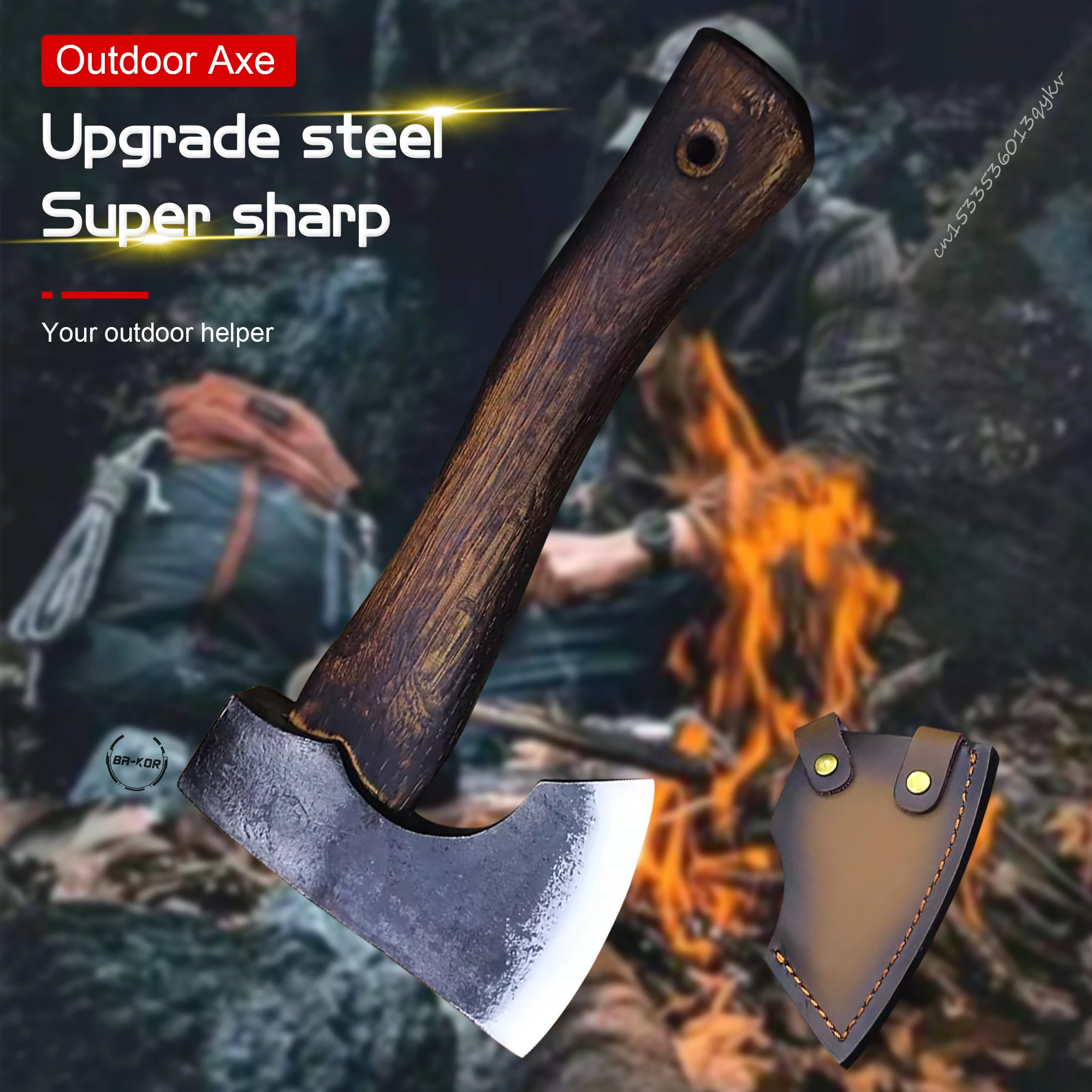 Outdoor forging high carbon steel woodworking axe jungle open mountain logging axe multifunctional field camping adventure axe