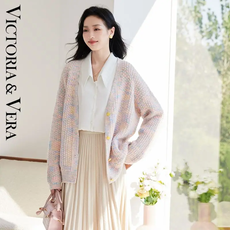 VICTORIA&VERA 2024 Autumn and Winter New Style Women's All-match Commuter Jacket Loose Cardigan