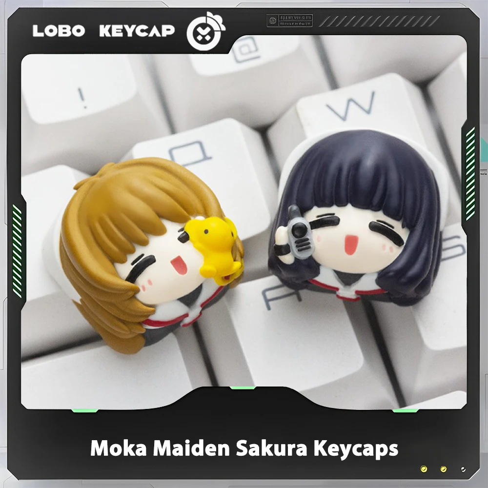 LOBO Moka Maiden Sakura Keycaps Hand-made Resin Keycap Mechanical Keyboard Keycaps Customized Gaming Accessories Gift