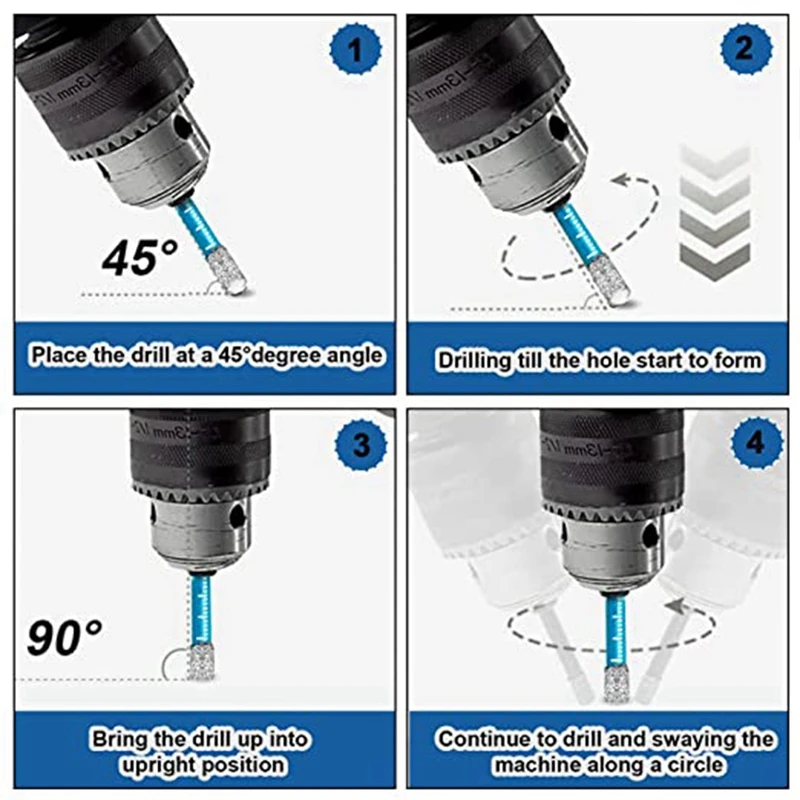 1 Set Dry Brazing Hole Opener Marble Vitrified Tile All-Ceramic Tile Glass Drill Hole Opener Glass Drill 7-Piece Diamond Drill