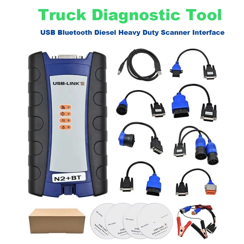For NEXIQ USB Link 2 BT Truck Diagnostic Tool USB Bluetooth Diesel Heavy Duty Scanner Interface with OBD Diagnostic Software