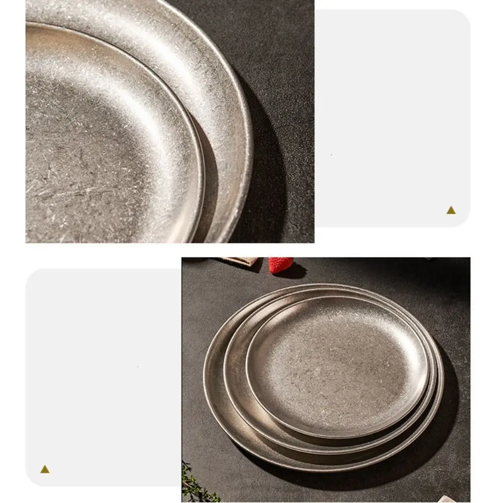 Tableware Stainless Steel Steak Plate Vintage Classical Western Dish Creative Durable Storage Tray Hotel Table view 5