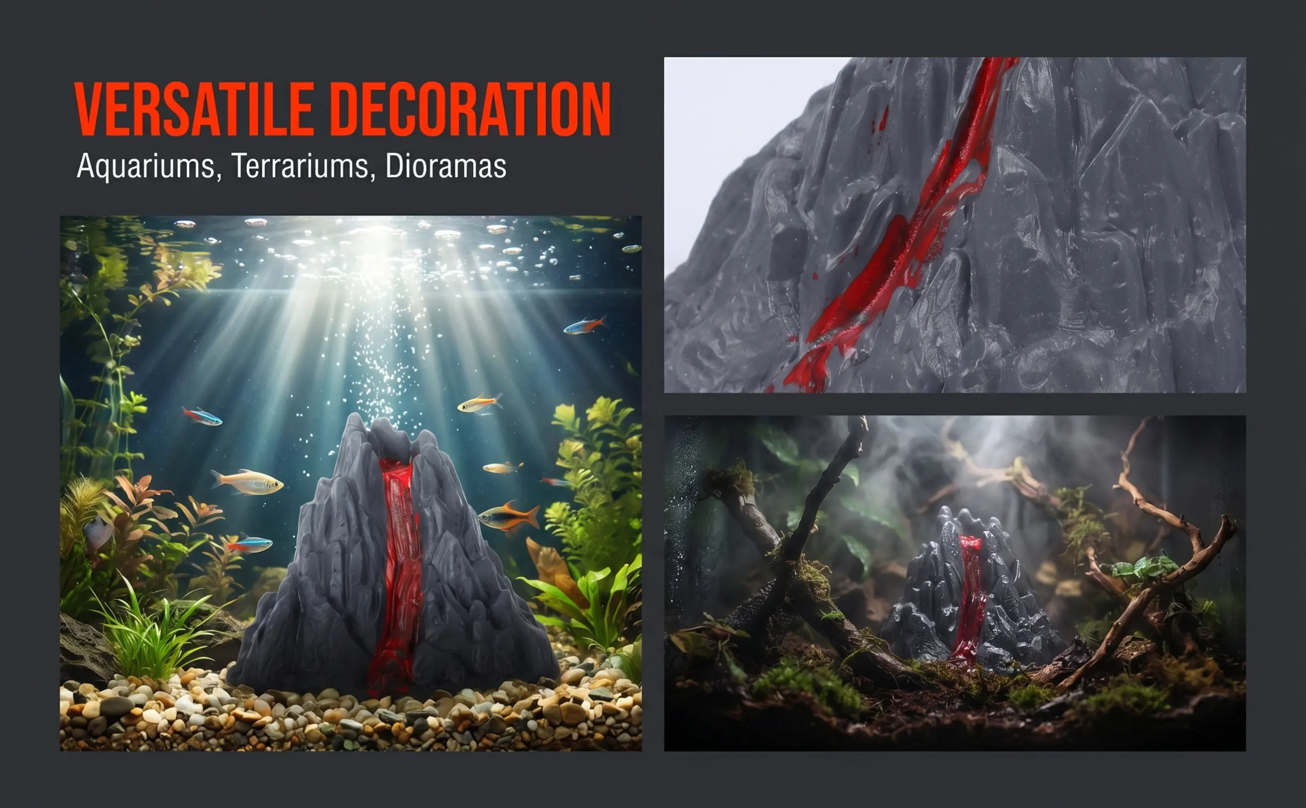 Mini Volcano Statue for Aquarium, Fish Tank, Garden, Bonsai, Micro Terrain – Indoor Outdoor Desk Decor